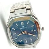 DALFA Fashion Watch Silver Strap With Blue Dial With Date Function