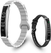 Smart Bracelet Fitness Tracker with Step Counter, Heart Rate Monitor, Sleep Monitor, Waterproof Smart Band for Men & Women, Android iOS Compatible, Gray/Black