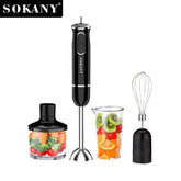 Sokany™ 4-in-1 Low-Noise Blender with Beaker, Chopper, Whisk & Milk Frother