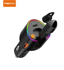 Recci RQ07 Car Charger with Wireless Earbuds