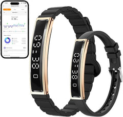 Smart Bracelet Fitness Tracker with Step Counter, Heart Rate Monitor, Sleep Monitor, Waterproof Smart Band for Men & Women, Android iOS Compatible, Gray/Black