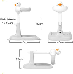 Baby Shower Stand Support,Adjustable Bath Stand with Anti-Slip Base,Bath Helper,Smart Water Flow Hug Tower Bath Support,Huggable Duck Bath Support for Infants & Toddlers(Ash Gray)