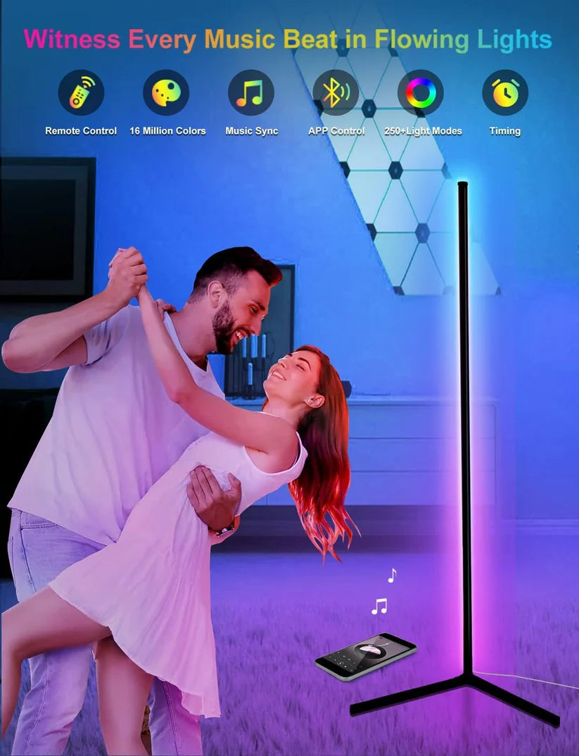 Corner Floor Lamp, Color Changing LED Floor Lamp with Music Sync