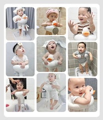 Baby Shower Stand Support,Adjustable Bath Stand with Anti-Slip Base,Bath Helper,Smart Water Flow Hug Tower Bath Support,Huggable Duck Bath Support for Infants & Toddlers(Ash Gray)