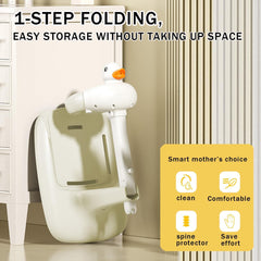 Baby Shower Stand Support,Adjustable Bath Stand with Anti-Slip Base,Bath Helper,Smart Water Flow Hug Tower Bath Support,Huggable Duck Bath Support for Infants & Toddlers(Ash Gray)