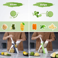 Safe Mandoline Slicer, Upright Vegetable Potatoes Slicer Chopper, Julienne + Dicer, Thickness Adjuster for Kitchen Fast Meal Prep