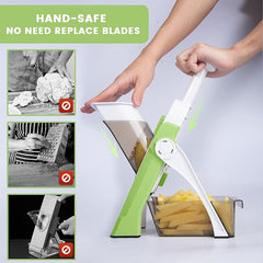 Safe Mandoline Slicer, Upright Vegetable Potatoes Slicer Chopper, Julienne + Dicer, Thickness Adjuster for Kitchen Fast Meal Prep