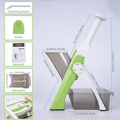 Safe Mandoline Slicer, Upright Vegetable Potatoes Slicer Chopper, Julienne + Dicer, Thickness Adjuster for Kitchen Fast Meal Prep