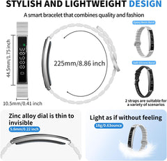 Smart Bracelet Fitness Tracker with Step Counter, Heart Rate Monitor, Sleep Monitor, Waterproof Smart Band for Men & Women, Android iOS Compatible, Gray/Black