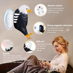 Eagle Wall Light, American Animal Bird Wall Night Light, Magnetic Led Wall Mounted Eagle Lamp, with Remote Control, USB Charging, Battery Operated & Removable Charging Eagle Light for Indoors