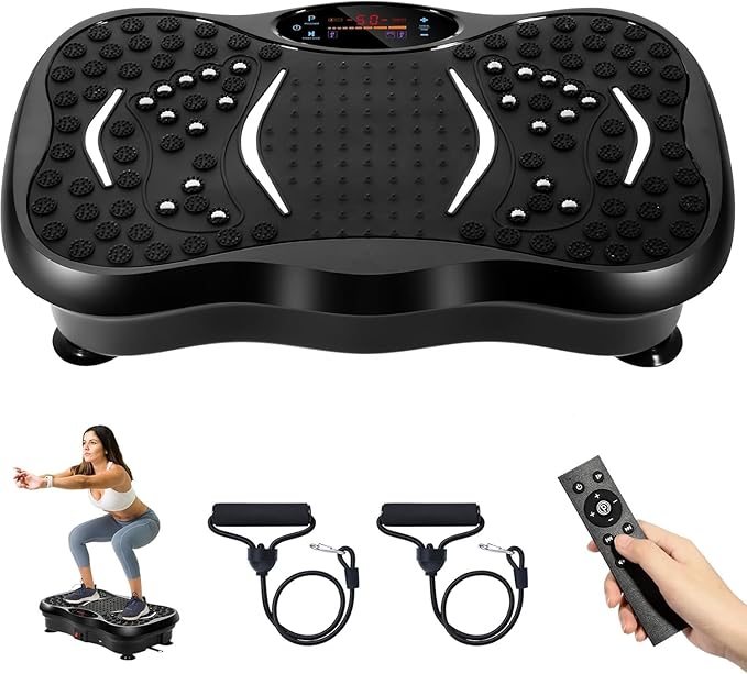 Vibration Plates, Vibration Fitness Exercise Machine for Weight Loss, Recovery & Circulation, with Bluetooth Speaker, 5 Program Modes, Home Workout, 330lbs Capacity