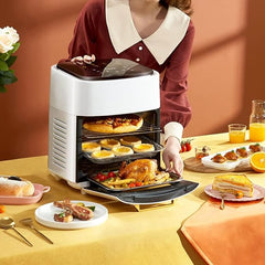 Air Fryer Oven, 15L Digital Air Fryer Oven, 8-in-1 Rotisserie and Convection Oven, with LED Touch Screen Temperature and Control for Baking, Roasting, Dehydrating,1400W with Bake Accessories