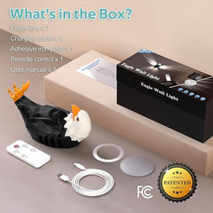 Eagle Wall Light, American Animal Bird Wall Night Light, Magnetic Led Wall Mounted Eagle Lamp, with Remote Control, USB Charging, Battery Operated & Removable Charging Eagle Light for Indoors