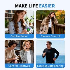 Smart Bracelet Fitness Tracker with Step Counter, Heart Rate Monitor, Sleep Monitor, Waterproof Smart Band for Men & Women, Android iOS Compatible, Gray/Black