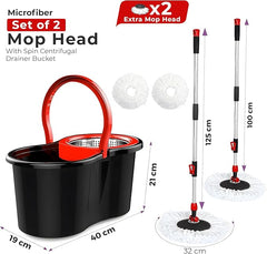 360° Spin Mop Bucket Set Microfiber Floor Spin Mop and Bucket Set with 2 Super Absorbent