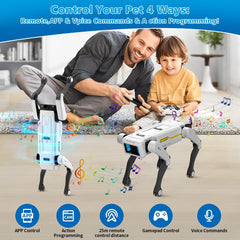Smart Robotic Dog Toy for Kids – Voice Command & App Control – Programmable RC Robot Puppy – Dancing, Walking, LED Lights – Interactive Educational Gift