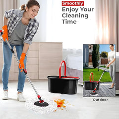 360° Spin Mop Bucket Set Microfiber Floor Spin Mop and Bucket Set with 2 Super Absorbent