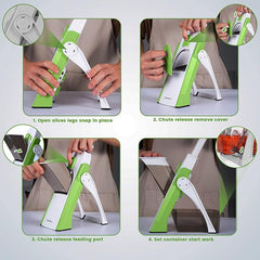 Safe Mandoline Slicer, Upright Vegetable Potatoes Slicer Chopper, Julienne + Dicer, Thickness Adjuster for Kitchen Fast Meal Prep