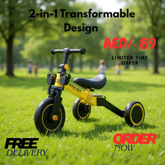 Kids 2-in-1 Transformable Bicycle & Tricycle