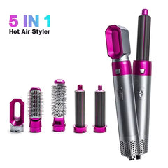 5-in-1 Hot Air Hair Dryer and Curler Tool Set – Multi-Function Hair Styler for Curling, Drying, Straightening, Volumizing, and Smoothing with Interchangeable Attachments