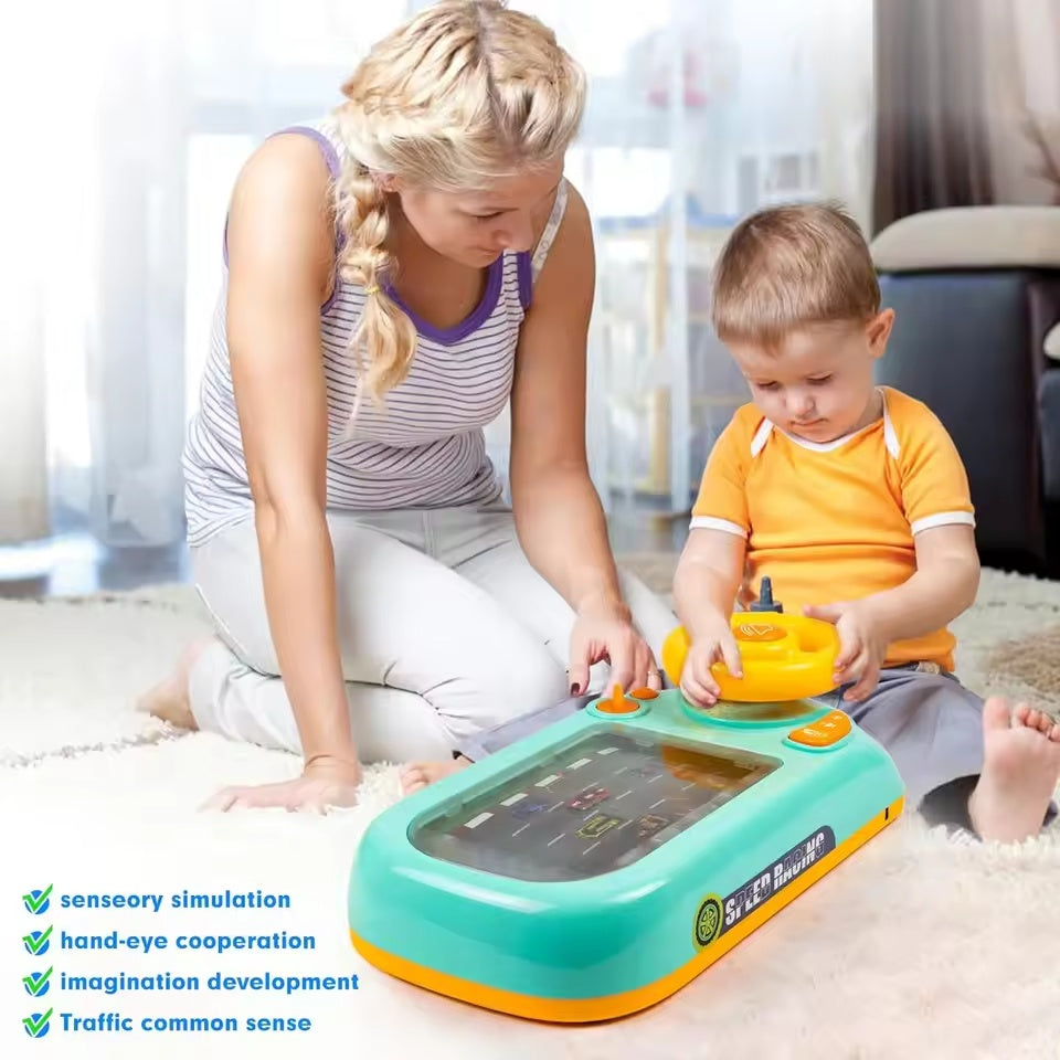 Musical Steering Wheel Toys for Boys 4-6, Toddler Simulated Driving Racing Car Game with Sound Ages 3+ Year Old, Interactive Educational Learning Race Truck for Kids Girls Xmas Birthday Gifts