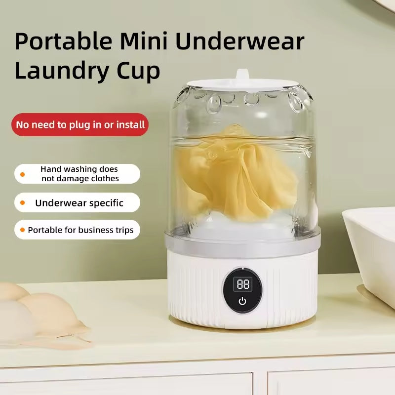 Portable Mini Washing Machine, Rechargeable Cordless Washing-Machine, Laundry Cup For Bra, Underwear, Socks