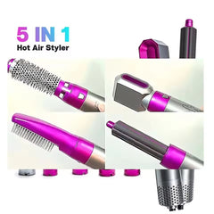 5-in-1 Hot Air Hair Dryer and Curler Tool Set – Multi-Function Hair Styler for Curling, Drying, Straightening, Volumizing, and Smoothing with Interchangeable Attachments