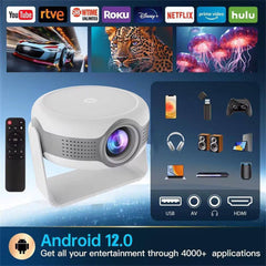 T269 Pro Smart Portable Projector – Android 12, 720P LED, 4K Support, Built-In Speakers