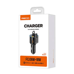 Recci RQ07 Car Charger with Wireless Earbuds