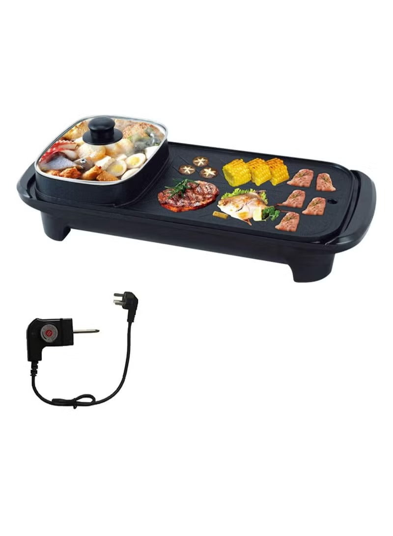 Sokany 2-in-1 Electric Grill & BBQ with Hot Pot – 1350W, Black, SK-2208 (UK Plug)