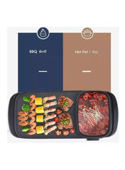 Sokany 2-in-1 Electric Grill & BBQ with Hot Pot – 1350W, Black, SK-2208 (UK Plug)