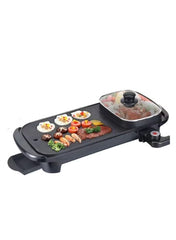 Sokany 2-in-1 Electric Grill & BBQ with Hot Pot – 1350W, Black, SK-2208 (UK Plug)