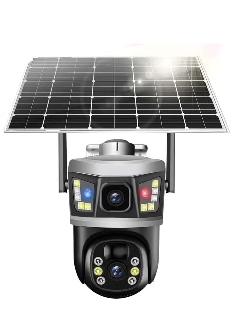 8MP Dual-Lens Outdoor Solar CCTV Camera – PTZ, SIM & Wi-Fi, Full-Color Night Vision, PIR AI Detection