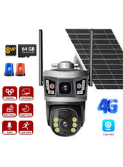 8MP Dual-Lens Outdoor Solar CCTV Camera – PTZ, SIM & Wi-Fi, Full-Color Night Vision, PIR AI Detection
