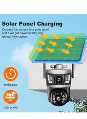 8MP Dual-Lens Outdoor Solar CCTV Camera – PTZ, SIM & Wi-Fi, Full-Color Night Vision, PIR AI Detection