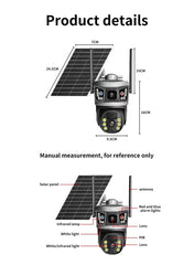 8MP Dual-Lens Outdoor Solar CCTV Camera – PTZ, SIM & Wi-Fi, Full-Color Night Vision, PIR AI Detection