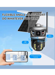 8MP Dual-Lens Outdoor Solar CCTV Camera – PTZ, SIM & Wi-Fi, Full-Color Night Vision, PIR AI Detection