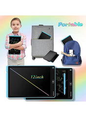 12″ Colorful LCD Writing Tablet for Kids – Erasable Electronic Drawing Pad – Portable Doodle Board – Eye-Protection Screen – Reusable Writing & Drawing Toy