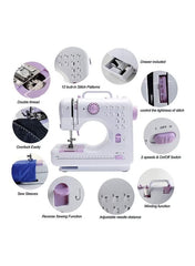 Portable Mini Sewing Machine 505 – Electric Household Stitcher – Compact & Easy-Use Sewing Machine for Daily Repairs & Light Sewing – White