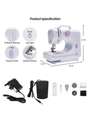 Portable Mini Sewing Machine 505 – Electric Household Stitcher – Compact & Easy-Use Sewing Machine for Daily Repairs & Light Sewing – White