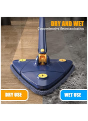 360° Rotatable Triangle Cleaning Mop – Push-Pull Automatic Self-Squeezing – Microfiber Wet & Dry Floor, Wall, Window & Car Cleaner – Extendable Handle Cleaning Tool