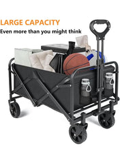 Durable Foldable Outdoor Wagon Cart – Heavy-Duty Utility Trolley for Camping, Shopping, Gardening & Sports Equipment