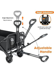Durable Foldable Outdoor Wagon Cart – Heavy-Duty Utility Trolley for Camping, Shopping, Gardening & Sports Equipment