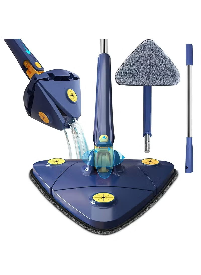360° Rotatable Triangle Cleaning Mop – Push-Pull Automatic Self-Squeezing – Microfiber Wet & Dry Floor, Wall, Window & Car Cleaner – Extendable Handle Cleaning Tool