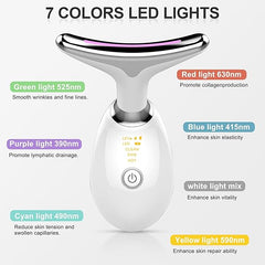 Premium Red Light Therapy Face and Neck Massager 7 in 1-7 LED Light Skin Rejuvenation & Wrinkle Removal Tool for Youthful, Radiant Skin face massager